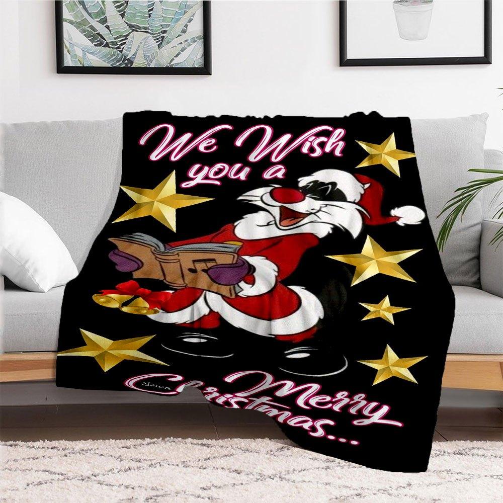 Sylvester Christmas Phone WallpaperBlanket Flannel Throw Blanket for Sofa, Bed, Travel, Camping, Office