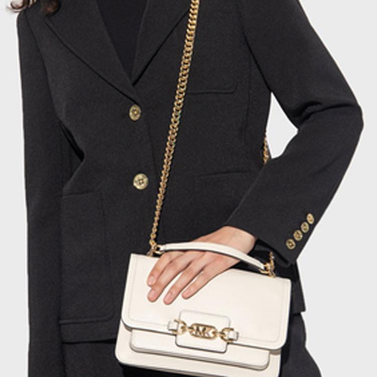 New MICHAEL KORS Leather Crossbody Bag, Shoulder Bag Large Women's Cream 30S2G7HL3L289