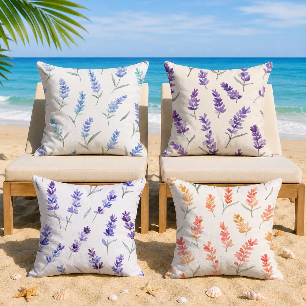 Lavendelblüten Kissenbezug Kurzer Plüsch Weich Beidseitiger Druck Kissenhülle Gemütlich Sofa Schlafzimmer Heimdeko Geschenk