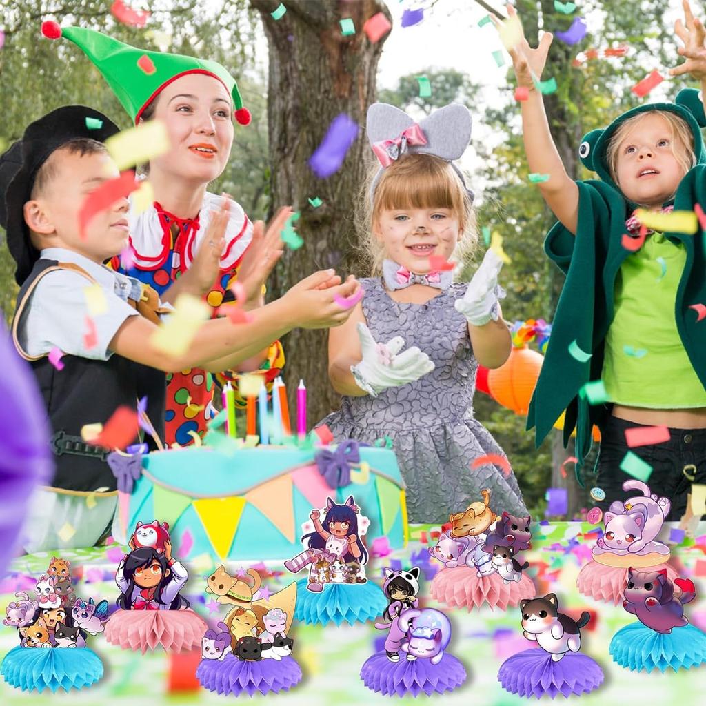 9 Pcs Aphmau Birthday Party Honeycomb Centerpieces