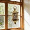 1Vintage Hollow Carved Metal Hanging Candle Holder – Moroccan-style iron art light and shadow projection design creates a cozy atmosphere –