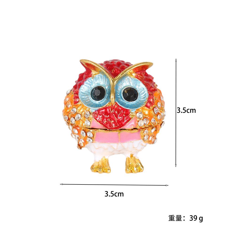 Cute Big Eyes Owl Holding Pink Bouquet Trinket Box with Hinged Classic Animal Ornaments Unique Gift for Family