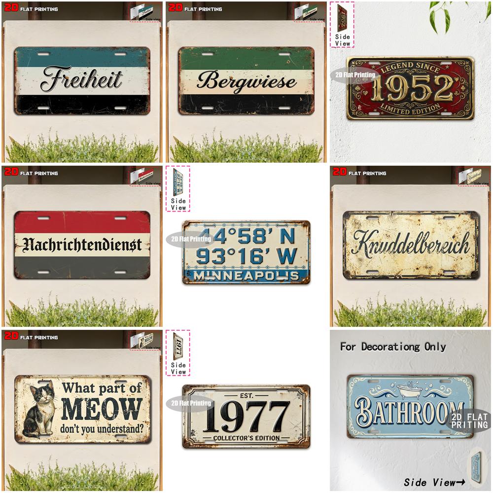 Vintage Animal City Coordinate Room Year Text License Plate Metal Tin Sign Retro Wall Decor For Bar Cafe Home Garden