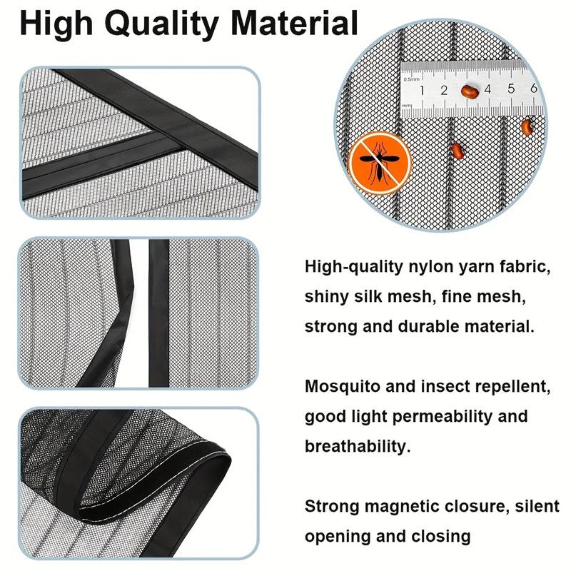 Summer Magnetic Screen Door Curtain Insect-Proof Mesh Door Curtain Magnetic Sealing Device for Windows and Doors - Black