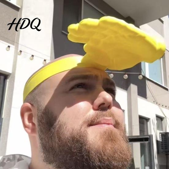 Funny Sun Hat Yellow Palm-Shaped Creative UV Protection Trendy and Elastic Casual Summer Blocks Direct Sunlight Comfortable for Travel Beach