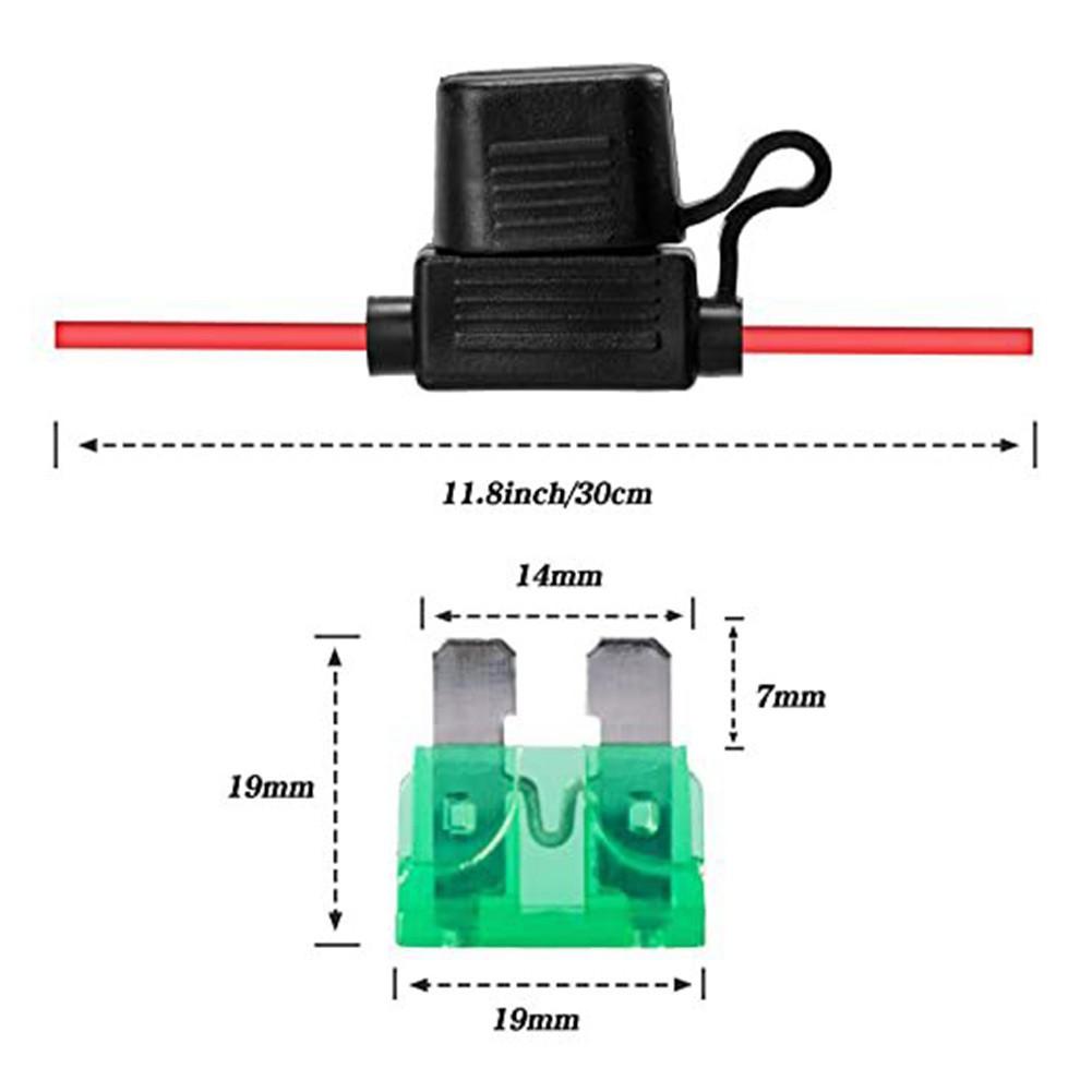 Car Mounted Miniature Blade Adapter Fuse Holder Splash Proof 12V 30A Wire