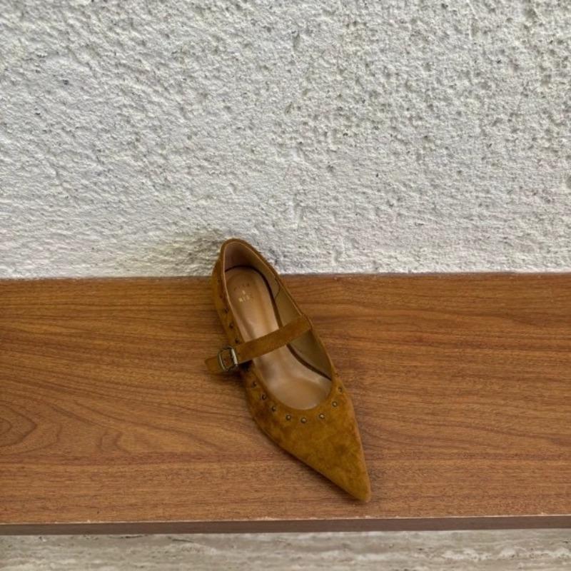 Fashion New Style Fashion Luxury Square Heel Ballet Flats Solid Buckle Strap Shoes Female High Quality Concise Flats Zapatos Mujer