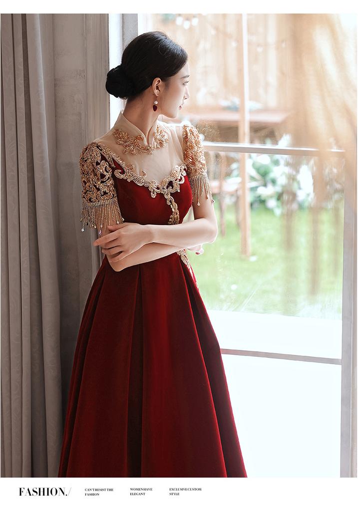 Chinese Cheongsam Toast Bride   New Small Red Return Wedding Dress Engagement Dress