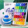 Blue Bamboo 42-Color Watercolor Set with Luminous White and Brushes, 80ml