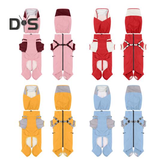 Pet Raincoat Hooded Dog Rain Jacket Double Layer Waterproof Poncho Outdoor Rainwear Clothing for Small Medium Dogs