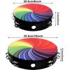 8/10-Inch Rainbow Wood Tambourine with Double Row Jingles Hand Held Drum Reflective Percussion Instrument for Party, Church