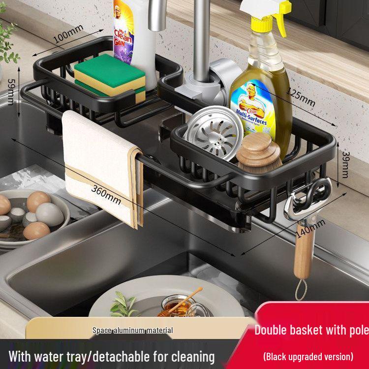 Universal Above-Faucet Dish & Storage Rack with Steel Wool Holder