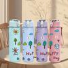 1PC Happy Day Slogan 750ml Color Plastic Sports Water Bottle Leakproof Flip Straw Lid Suitable for Sports Office Home Use