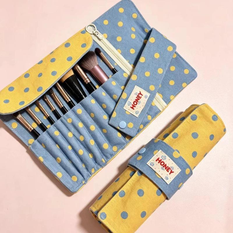 Vintage Prikket Sammenrulbar Blyantstaske Dobbeltbrug Makeuppenselholder Bærbar Gave