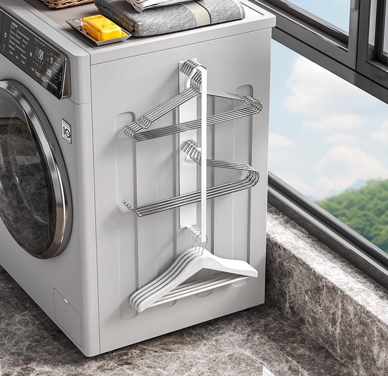 Magnetic No-Punch Clothes Drying Rack: Multifunctional Hanger for Balcony & Laundry.