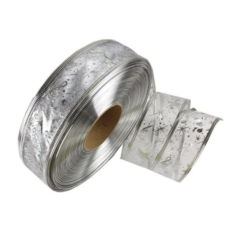 Festive 100 Yard 3.8cm Christmas Ribbon Multi-colored Edged Foil Ribbon For Home Decor