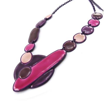 [J1977] - Designer Necklace 'Harlequin' Pink Purple