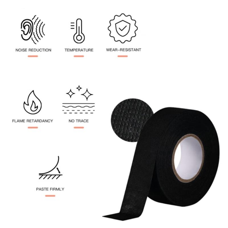 Wire Harness Automotive Cloth Tape Self-Adhesive Felt Cloth Electrical Tape Heat Resistant Harness Tape Easy to Use