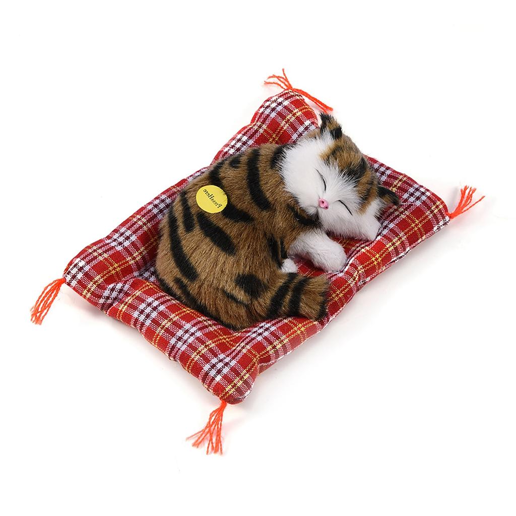 Symulacja Śpiącego Dziecka Kot Pluszowa Zabawka Dźwiękowa Wypchana Lalka Dekoracja Domu (Czarny   Brązowy)