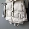 Women Winter Vest Coat Stand Collar Solid Color Button Closure Sleeveless Padded Thick Short Type Windproof Warm Lady Waistcoat