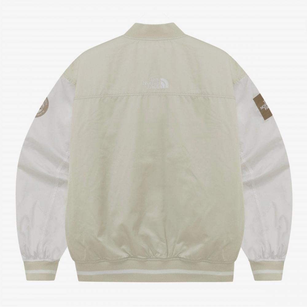 [north Face Official] Nj3nq60m White Label Player Varsity Jacket Cream