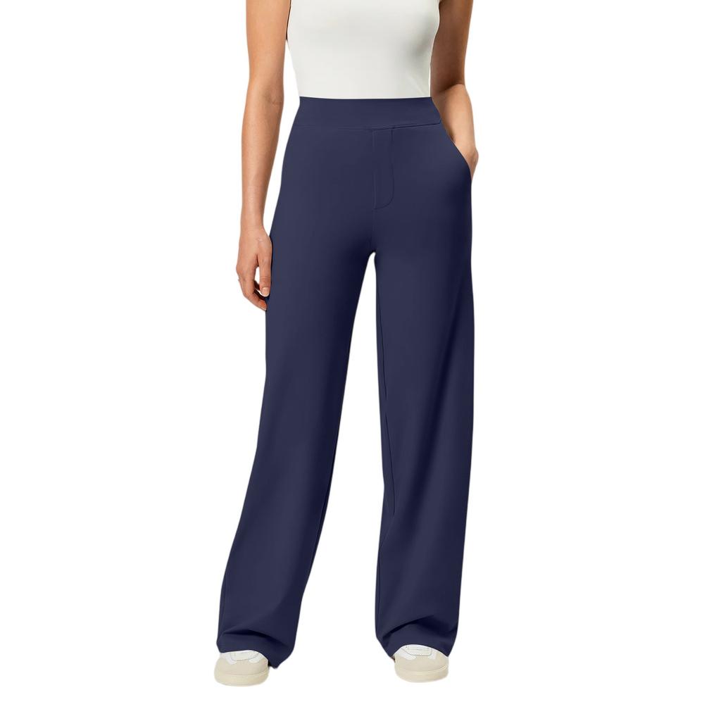 Hose mit weitem Bein für Damen, Yogahose, hohe Taille, Jogginghose mit Taschen, Stretchhose, bequeme Workout-Sport-Jogginghose