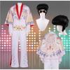 Film Presley Déguisement Cosplay Diamant Chanteur Rock Cosplay Adulte Enfants Combinaison Blanche Imprimée Costumes Déguisement Halloween