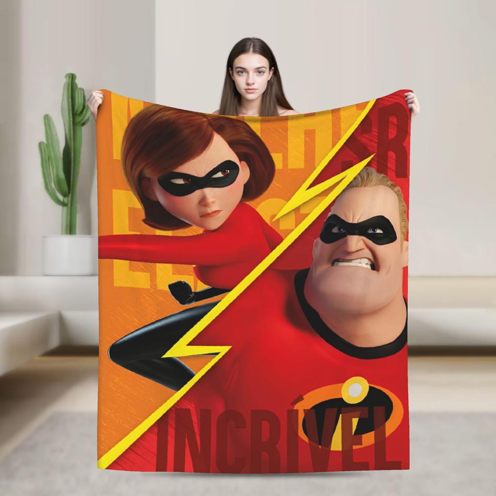 Gli Incredibili Mr. Incredibile Coperta Copriletto Flanella Cartone Animato Elastigirl Coperta Morbidissima per Letti Divani Trapunte