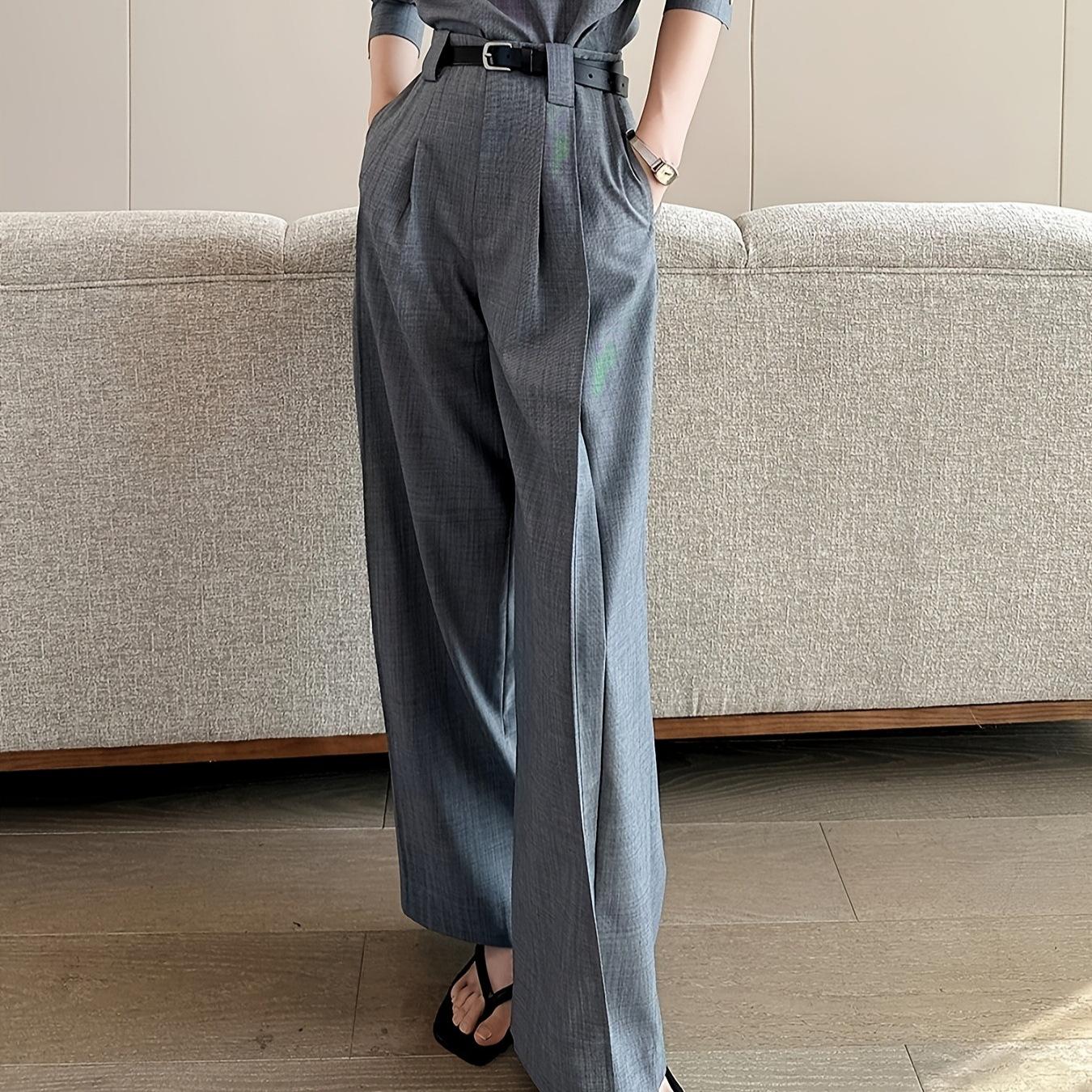 

Повседневные серые брюки-костюм с высокой посадкой, облегающие, с широкими штанинами, для женщин на весну и осень 2XL серый