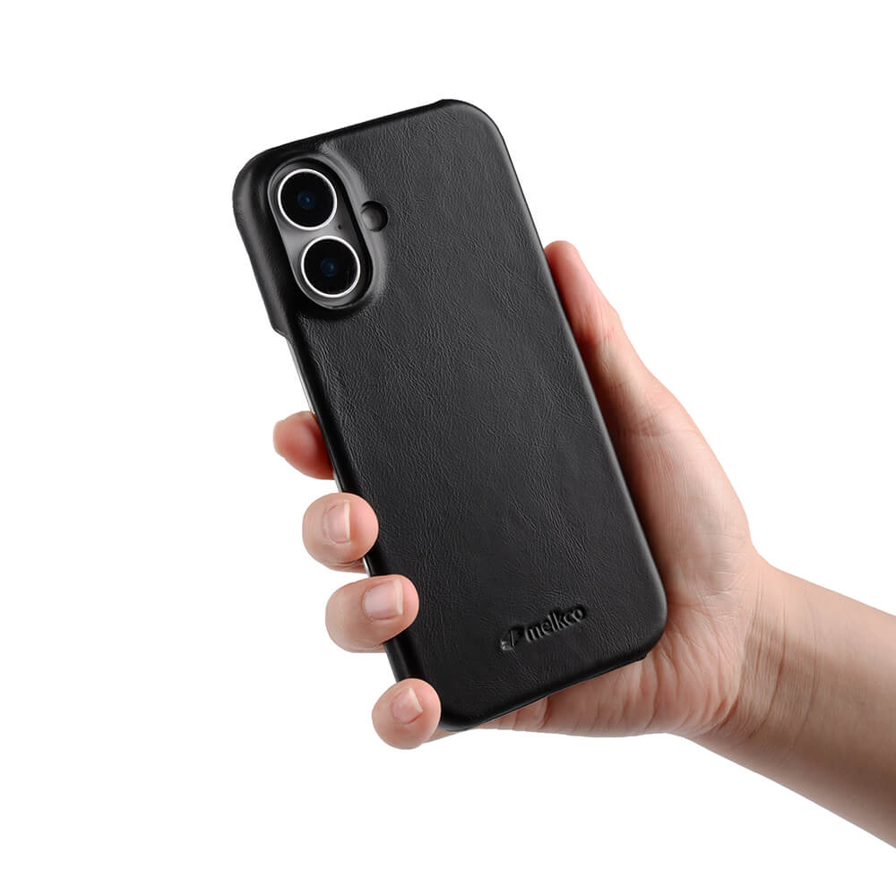 MELKCO Pro iPhone 16 Pouzdro Kompatibilní s MagSafe Voskovaná Pravá Hovězí Kůže PC Zadní Kryt na Telefon