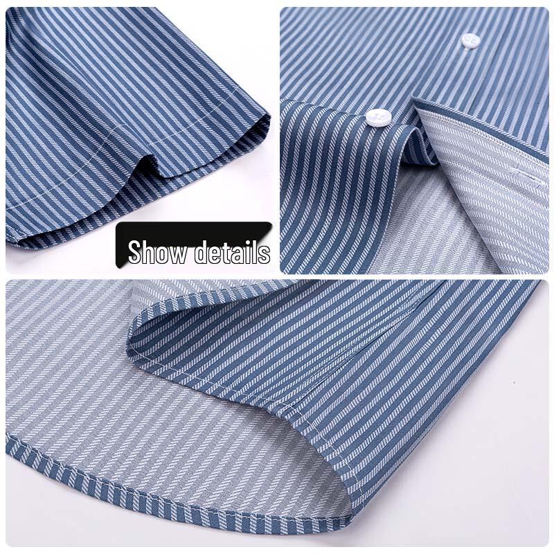 Luomeng Men's Breathable Short Sleeve Wrinkle-Free Business Shirt