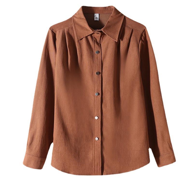 Women's Retro Hong Kong-Style Brushed Long Sleeve Shirt - New 2022 Autumn Layered Top