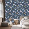 Wallpaper Colorful dinosaurs rainbows clouds for living room and bedroom 50x1000