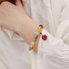 Vintage Vermilion Bracelet With Natural Gold Wire Jade Agate Gourd Peanut Bracelet Decorated With Vintage Chinese Style Accessories