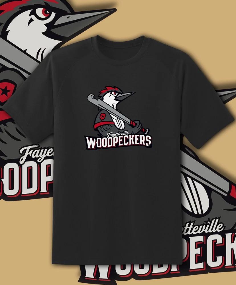 

Fayetteville Woodpeckers Milb Team Logo 100% Cotton T-shirt Mens Tees Top Youth M - Adult 6XL Fast Ship! S