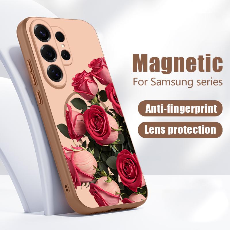 Lotus Sunflowers Pattern Case For Samsung Galaxy S26 Ultra S25 Edge S24 Plus S23 FE S22 A17 A54 A55 A56 A57 5G Magnetic For Magsafe Matte Cover