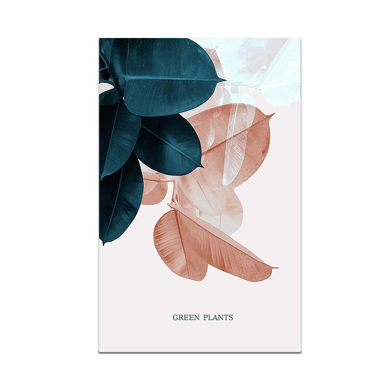Abstrakt Löv Canvas Målning Modern Grön Växt Rosa Löv Väggkonsttryck Dekorativ Bild Modern Vardagsrumsinredning Oramad