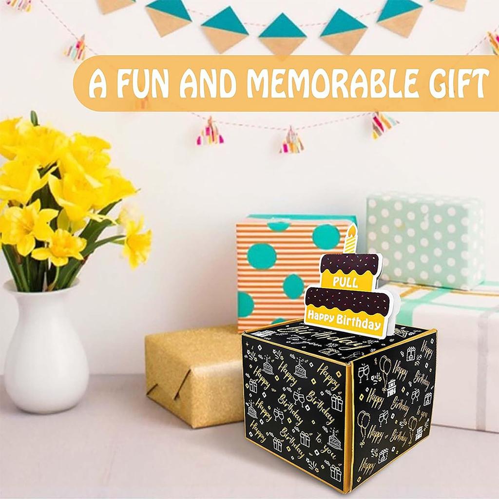 Happy Birthday Money Box Cash Gift Pull, Cash Gift Box, Cash Gift Black Money Clip Cash & Pull Out Card DIY Set Surprise Birthday Gift Box