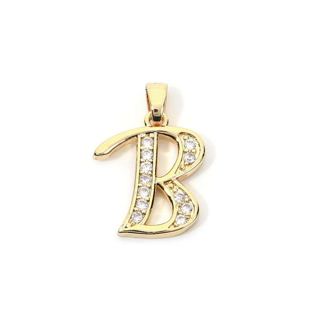 Fashion Gold Plated Letter Charms Alphabet A-Z Zircon Metal Letter Pendants For Jewelry Making DIY Bracelet Necklace Accessories