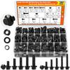 280PCS 10.9 Grade Black Flange Bolt Kit, M6x1.0 M8x1.25 M10x1.5 Hex Bolts Nuts Washers Set for Automotive (12-30mm)