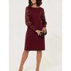 Women's  Fall Dress European American Style Round Neck Long Sleeve Hollow Lace Splicing Slim Waist Elegant Party Dress