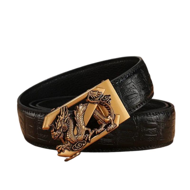 

Ремень из натуральной кожи с пряжкой из сплава бронзы и рисунком в виде животных, автоматическая пряжка из коровьей кожи 130cm