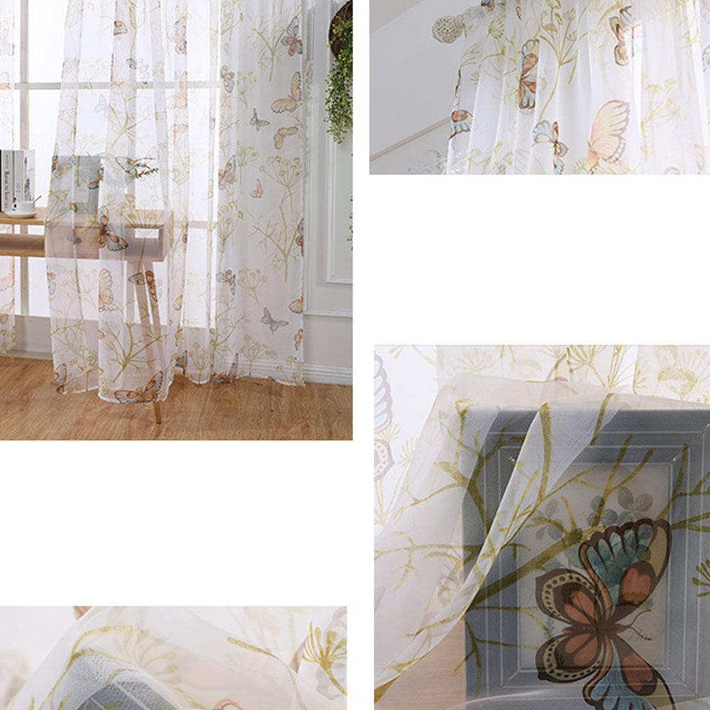 Butterfly Print Sheer Window Curtains Room Decor for Living Room Bedroom Kitchen