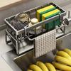 Stainless Steel Sink Organizer Drain Rack with Soap Sponge Holder Multi Layer Filter Basket Kitchen Storage Kitchen Organizer