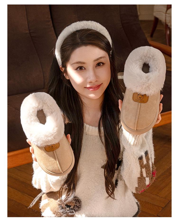 Women's & Men's Warm Fluffy Cotton Slippers: Non-slip, Thick Sole, Closed Heel for Indoor/Outdoor Use (Autumn/Winter).