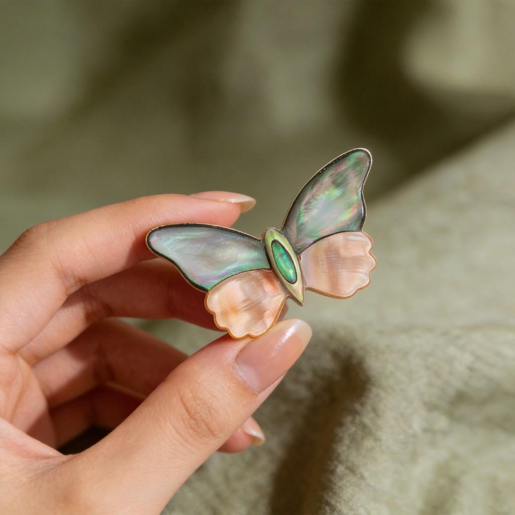 Shell Butterfly Brooch Handmade Craft With Dual Use For Fashion Accessories