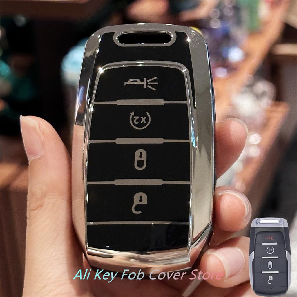 Key Fob Cover with Keychain Lanyard for Jeep 2019-2022 Dodge RAM 1500 2500 3500 4500 5500