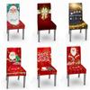 2 /6pcs Christmas Chair Covers Santa Elastic Stretch Dining Room Office Chair Slipcover Kitchen Seat Cover Spandex Navidad Decor