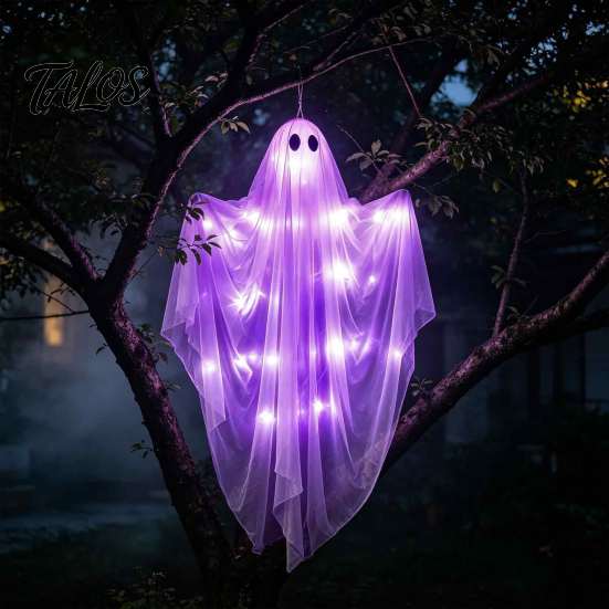 Horror Atmosphere Party Supplies Halloween Hanging Light Up Ghost Decoration, Large Spooky Flying for Glowing Mesh Porch Front Yard Patio Lawn Garden