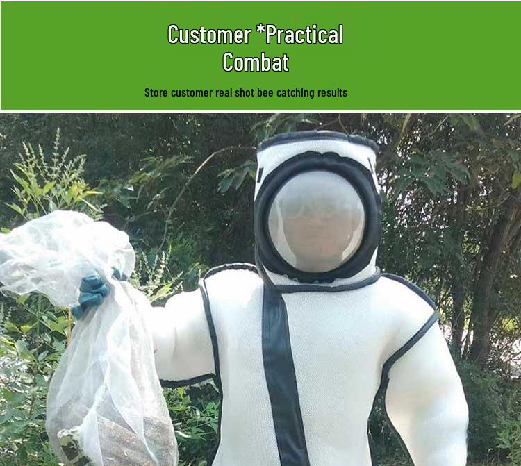 3D Breathable Wasp Protection Suit with Full Body Enclosed Mask for Hornet Safety